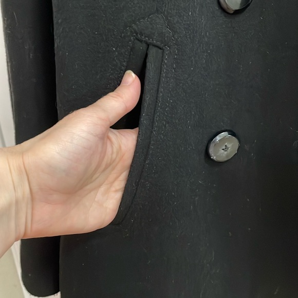 OLD NAVY black recycled wool blend pea coat. S - Picture 4 of 7